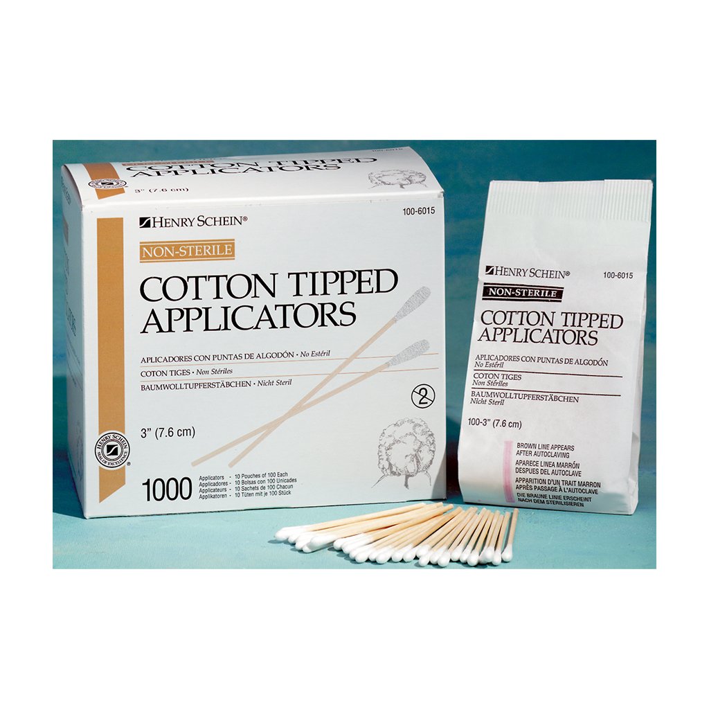 HS Applicator Cotton Tipped Non Sterile 6&quot; Wood Handle 1000/Box