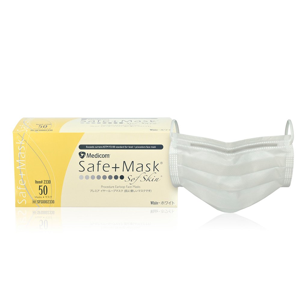 Medicom Safe+Mask Sof-Skin Earloop Mask White 50/Box