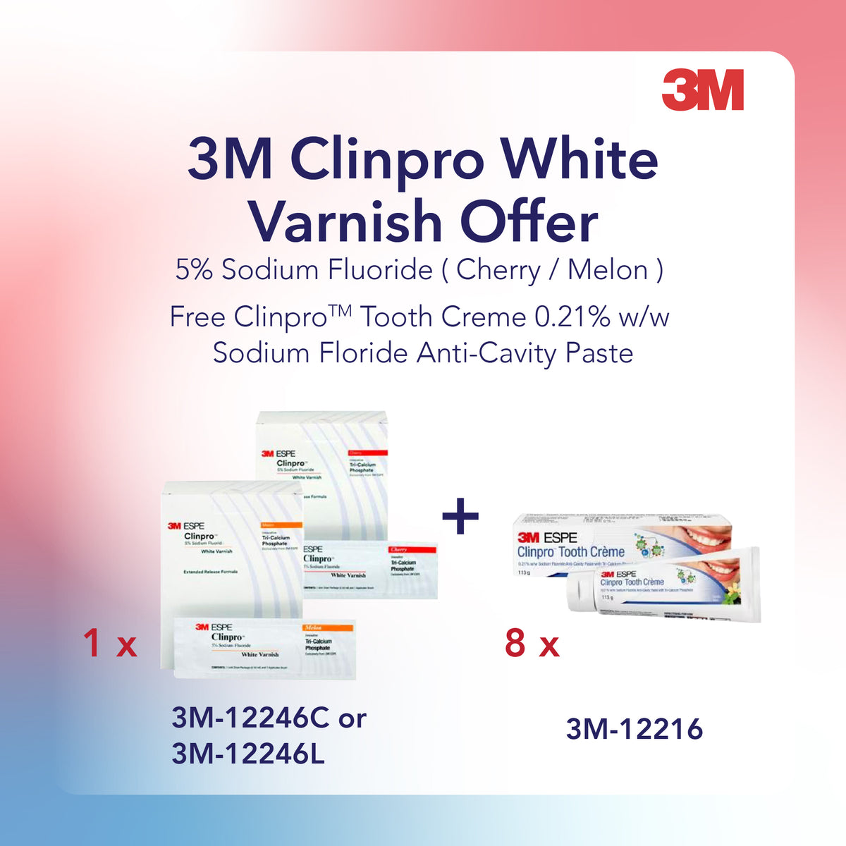 [3MQ4] 3M Clinpro White Varnish 5% Sodium Fluoride Varnish Cherry 100/Box