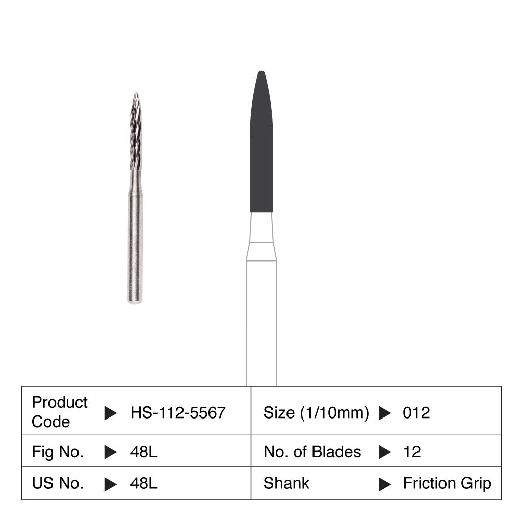 HS Carbide Bur Non-Sterile Orthodontic Friction Grip 48L 5/Pack