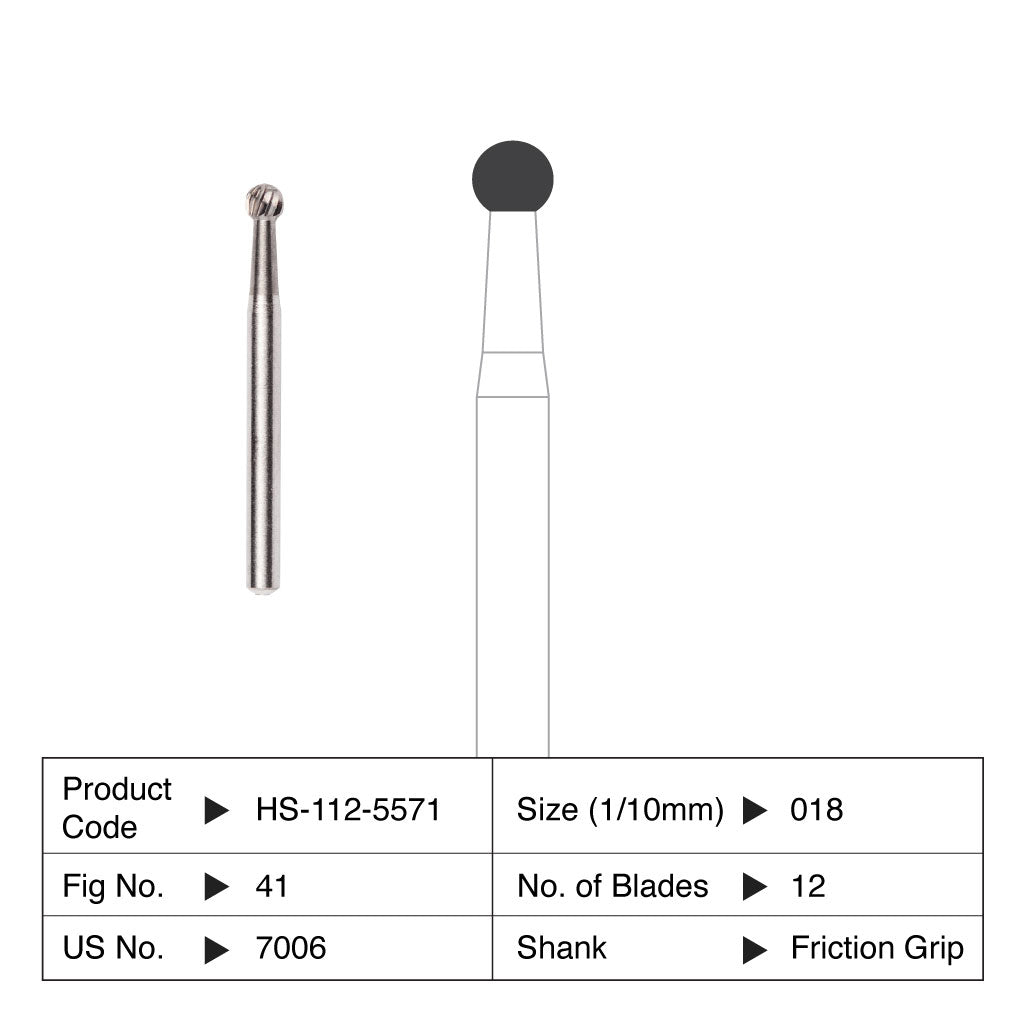 HS Carbide Bur Round Orthodontic Friction Grip 7006 5/Pack