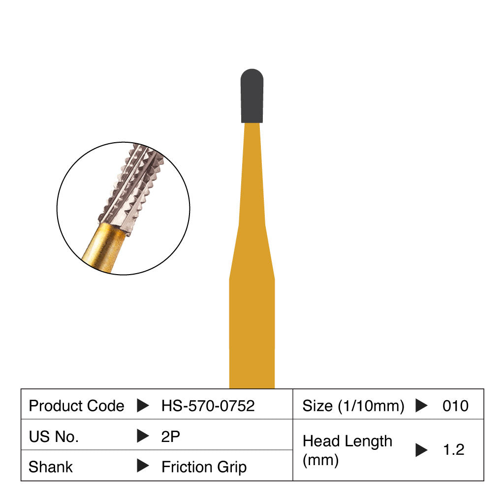 HSPL Carbide Bur Metal Cutter Friction Grip 2P 10/Pack