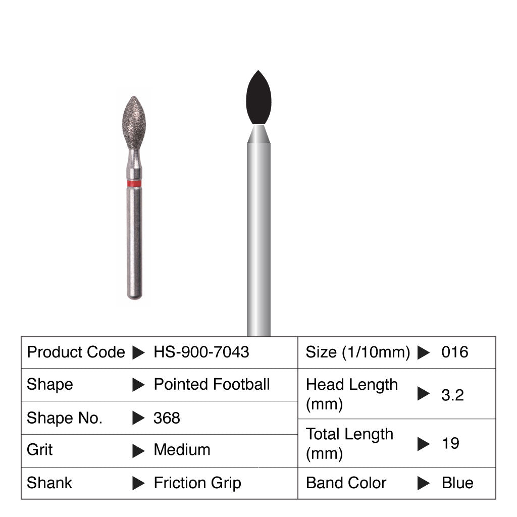 HS Maxima Diamond Bur Friction Grip 5/Pack - Pointed Football, Football -NEW