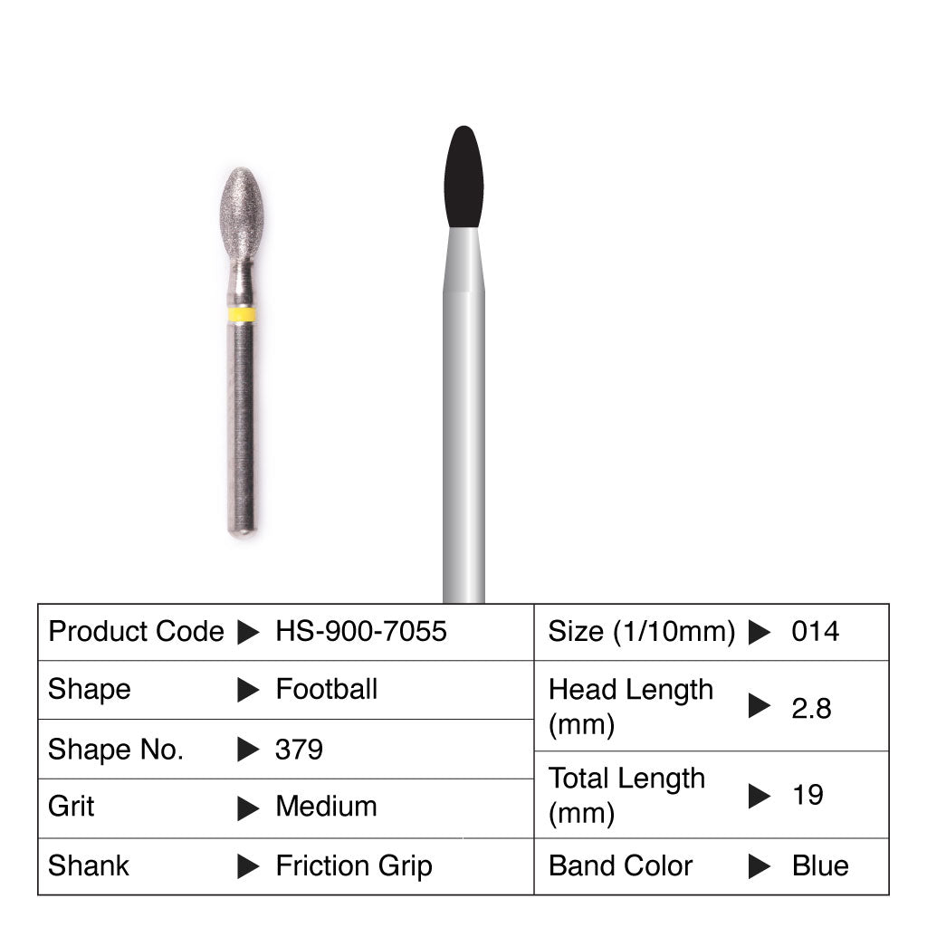 HS Maxima Diamond Bur Friction Grip 5/Pack - Pointed Football, Football -NEW
