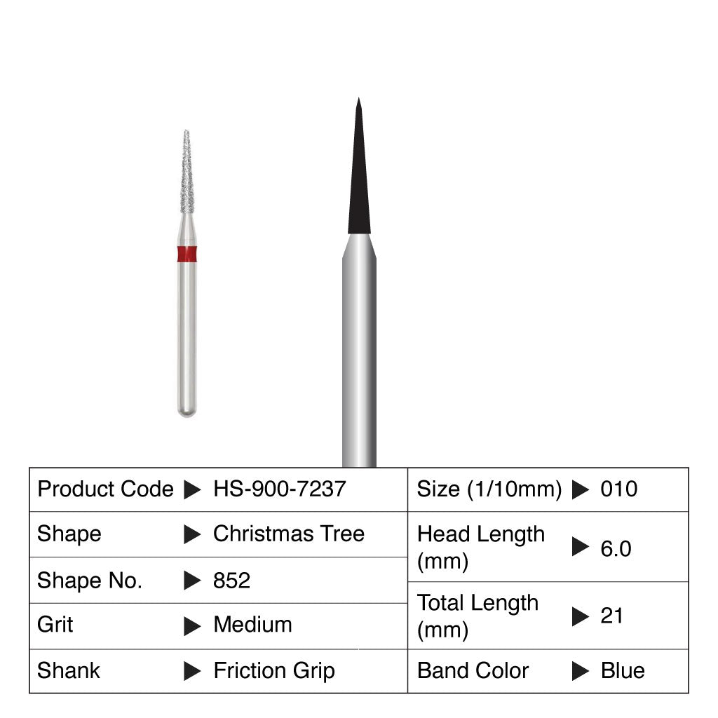 HS Maxima Diamond Bur Christmas Tree Friction Grip Medium 852-010M 5/Pack