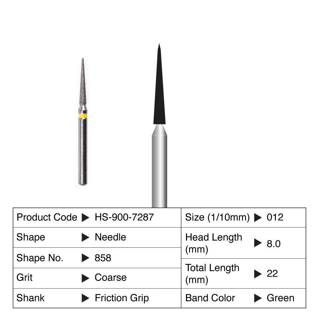 HS Maxima Diamond Bur Needle Friction Grip Coarse 858-012C 5/Pack