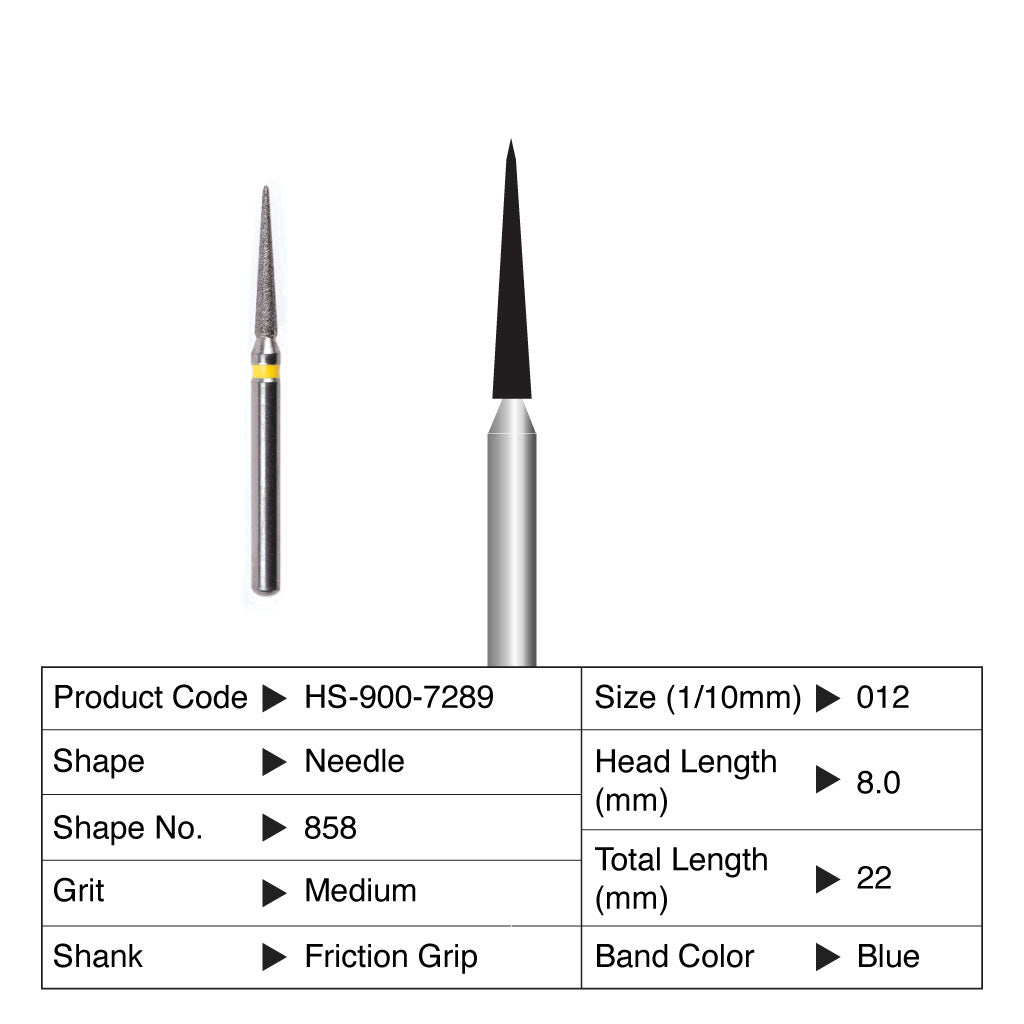 HS Maxima Diamond Bur Needle Friction Grip Medium 858-012M 5/Pack