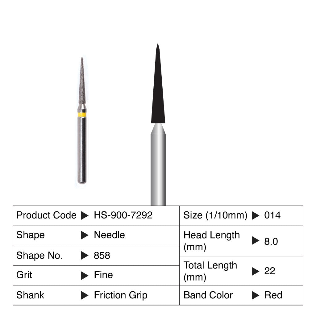 HS Maxima Diamond Bur Needle Friction Grip Fine 858-014F 5/Pack