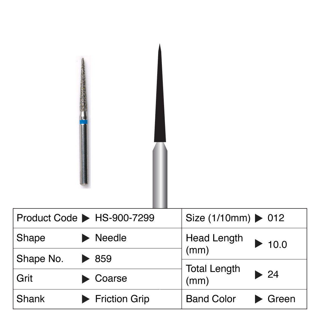 HS Maxima Diamond Bur Needle Friction Grip Coarse 859-012C 5/Pack