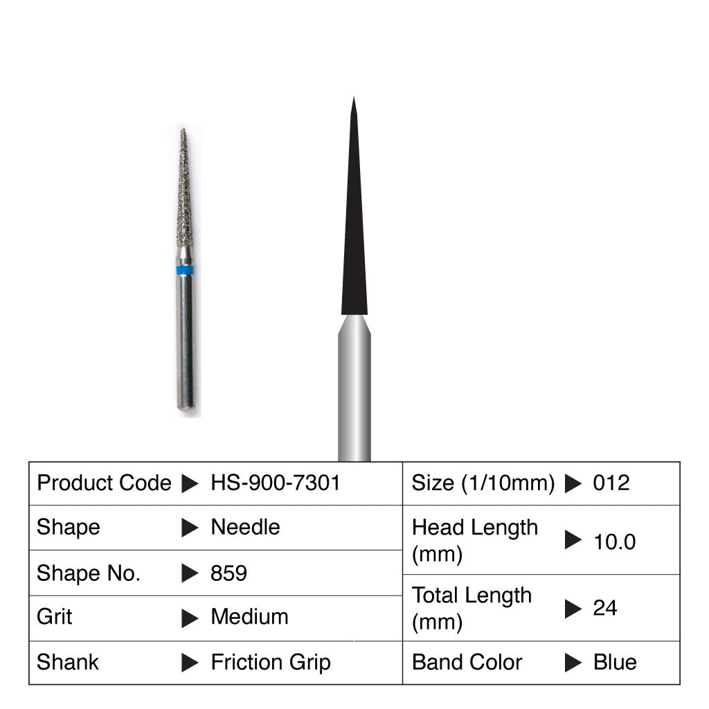 HS Maxima Diamond Bur Needle Friction Grip Medium 859-012M 5/Pack