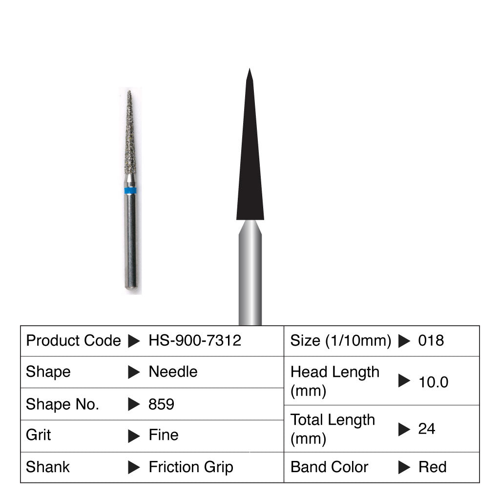 HS Maxima Diamond Bur Needle Friction Grip Fine 859-018F 5/Pack