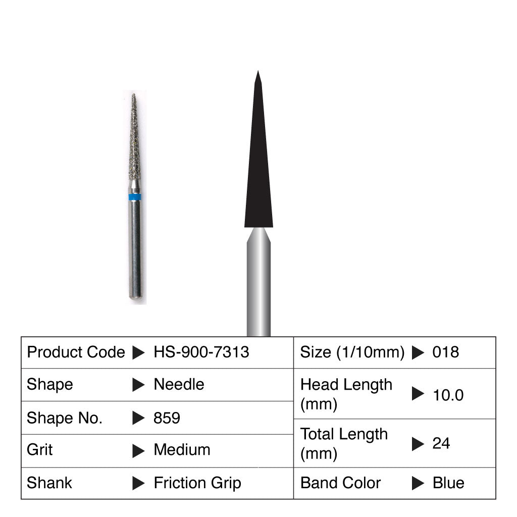 HS Maxima Diamond Bur Needle Friction Grip Medium 859-010M 5/Pack
