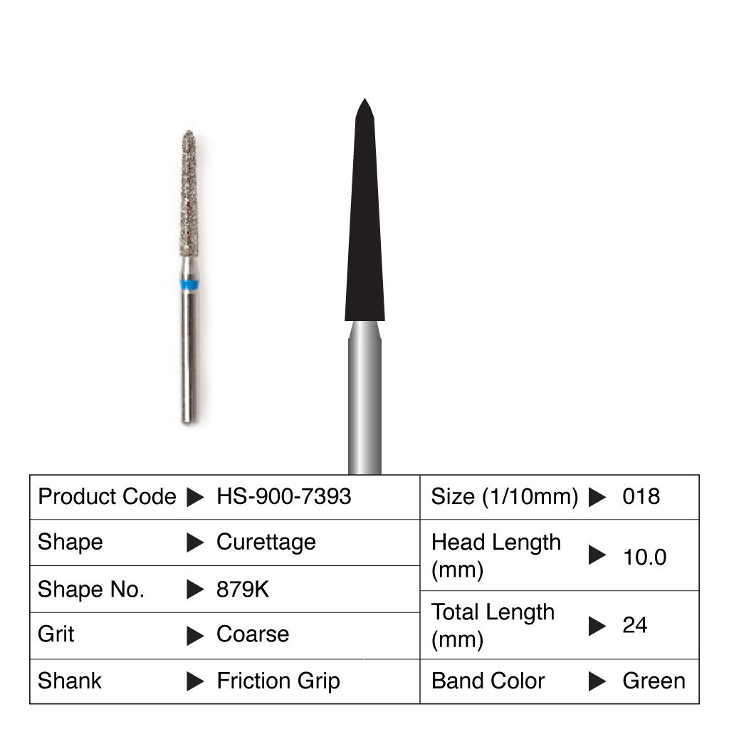 HS Maxima Diamond Bur Curettage Friction Grip Coarse 879-018C 5/Pack