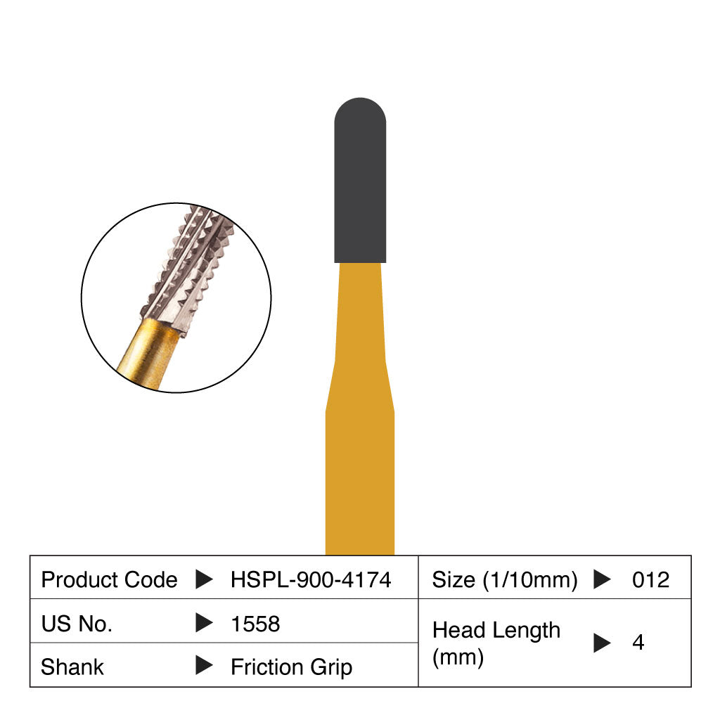 HSPL Carbide Bur Fissure Metal Cutter Friction Grip 1558 10/Pack