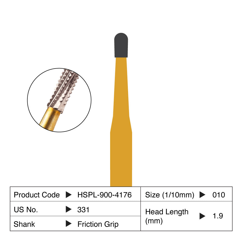 HSPL Carbide Bur Pear Metal Cutter Friction Grip 331 10/Pack