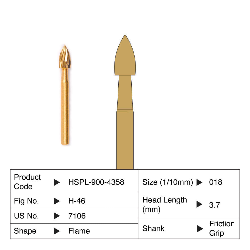 HSPL Carbide Bur Flame Trimming &amp; Finishing Friction Grip 7106 5/Pack