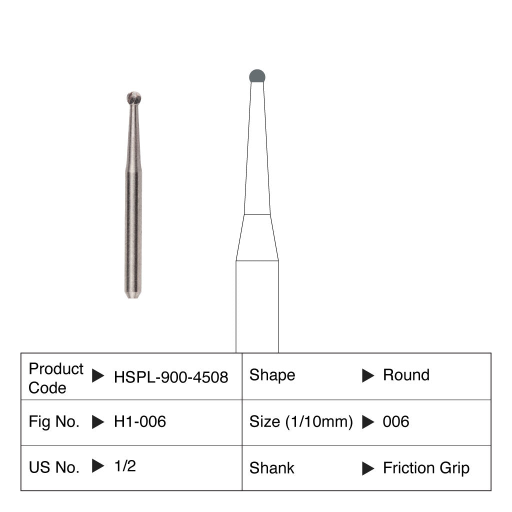 HSPL Maxima Carbide Bur Operative Friction Grip 1/2 10/Pack