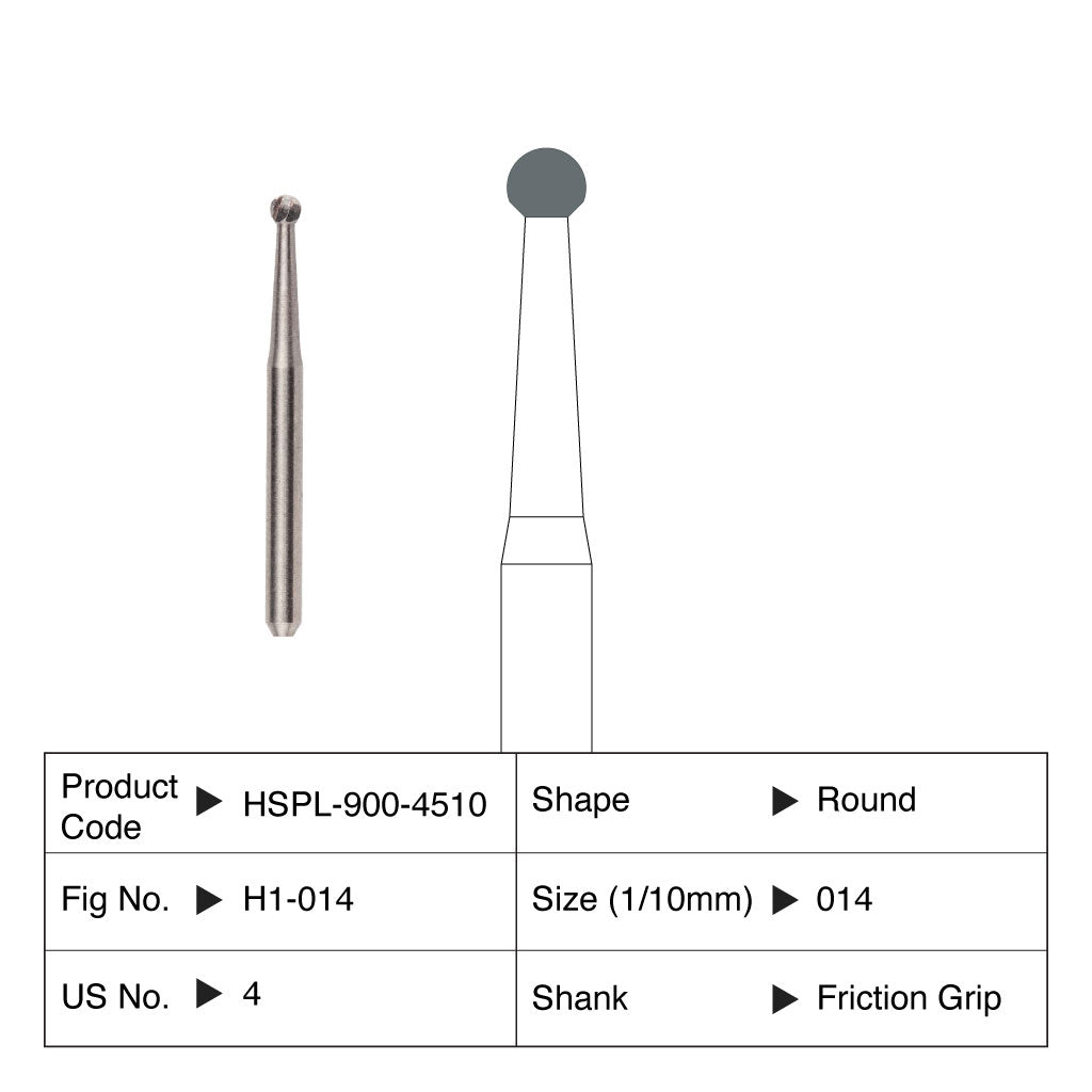 HSPL Maxima Carbide Bur Round Operative Friction Grip 4 10/Pack