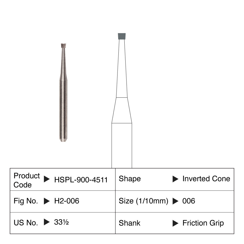 HSPL Maxima Carbide Bur Inverted Cone Operative Friction Grip 33.5 10/Pack