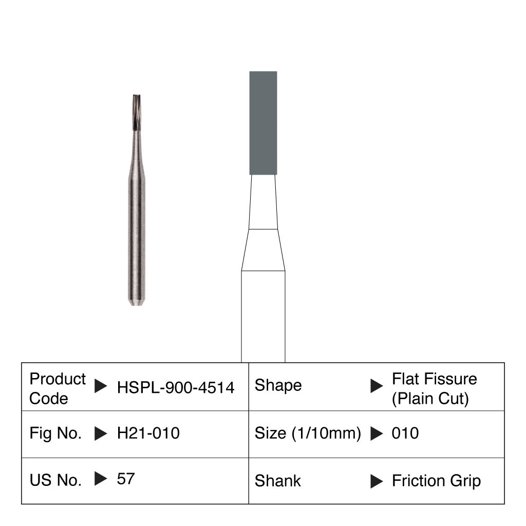 HSPL Maxima Carbide Bur Flat Fissure Operative Friction Grip 57 10/Pack