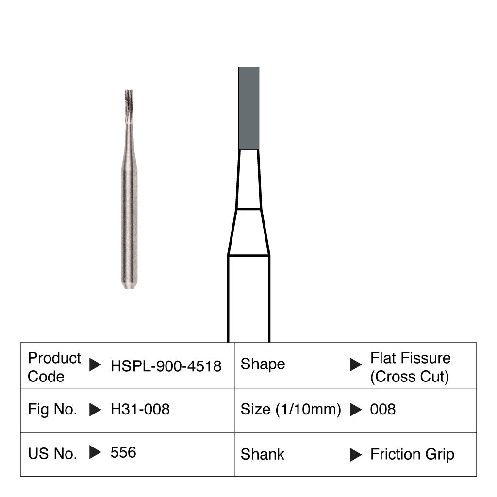 HSPL Maxima Carbide Bur Flat Fissure Operative Friction Grip 556 10/Pack