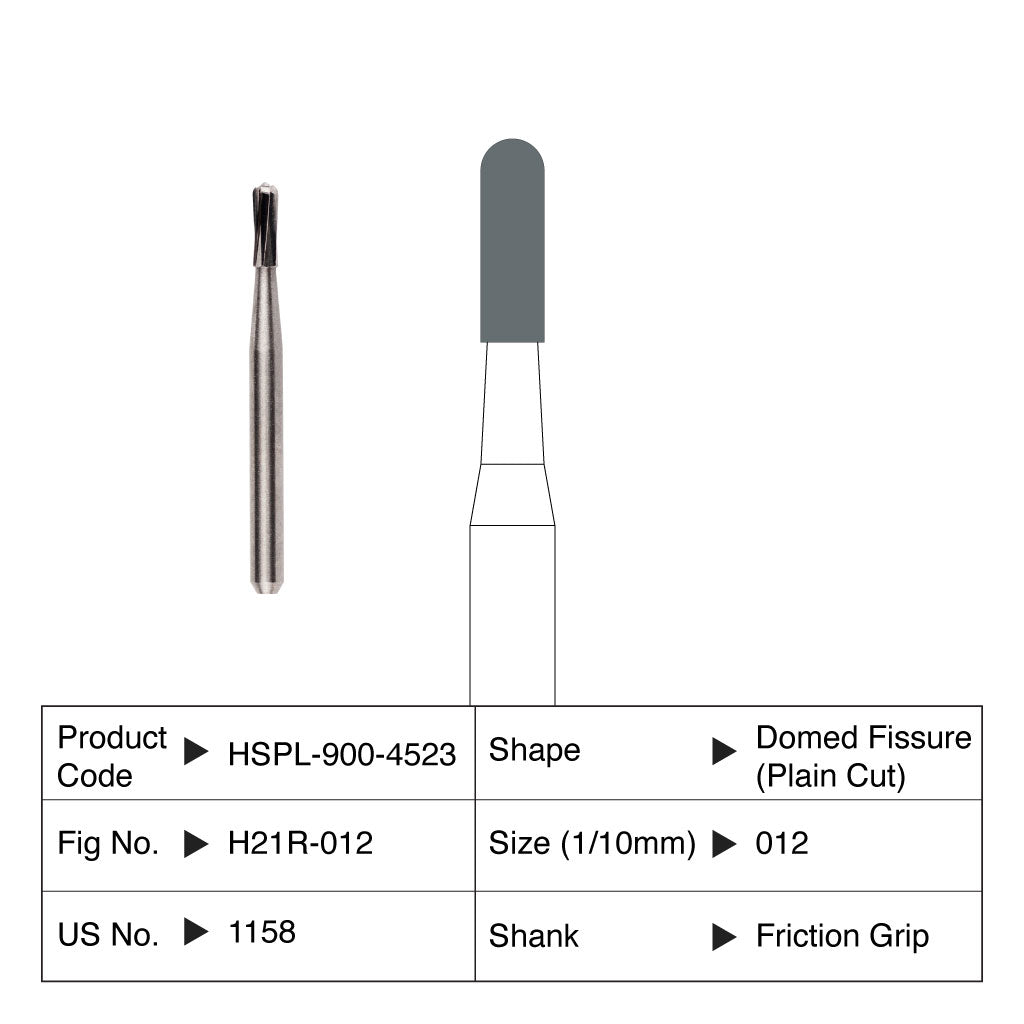 HSPL Maxima Carbide Bur Domed Fissure Operative Friction Grip 1158 10/Pack