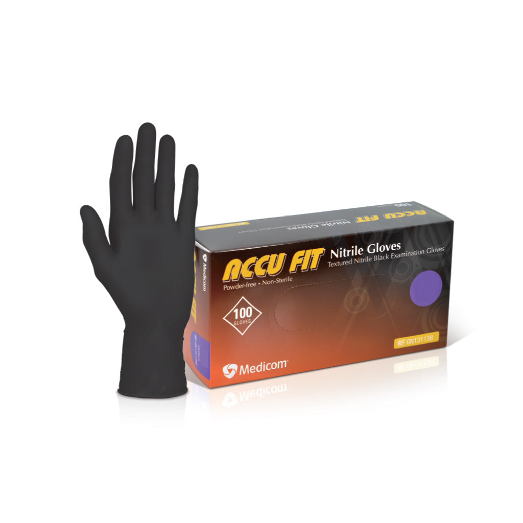 [11.11] Medicom ACCU FIT Black Nitrile Glove Powder Free S 100/Box