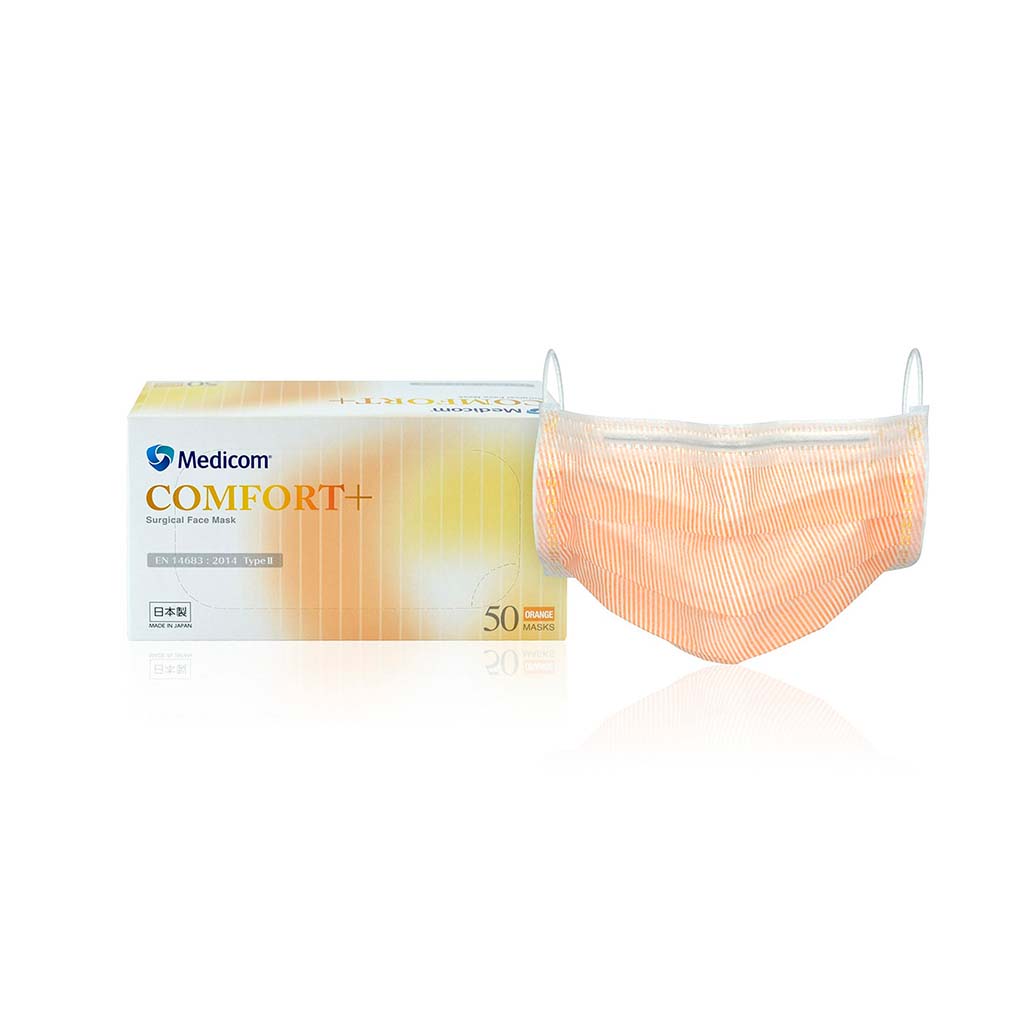 Medicom Comfort+SurgicaI Earloop Mask Orange 50&#39;s/Bx
