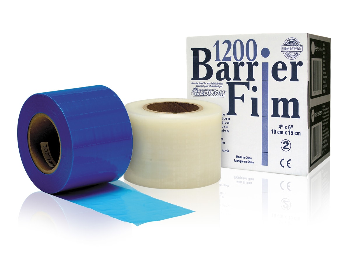 Medicom Non-Sterile Barrier Film Blue 4&quot; x 6&quot; 1200 Sheets/Roll