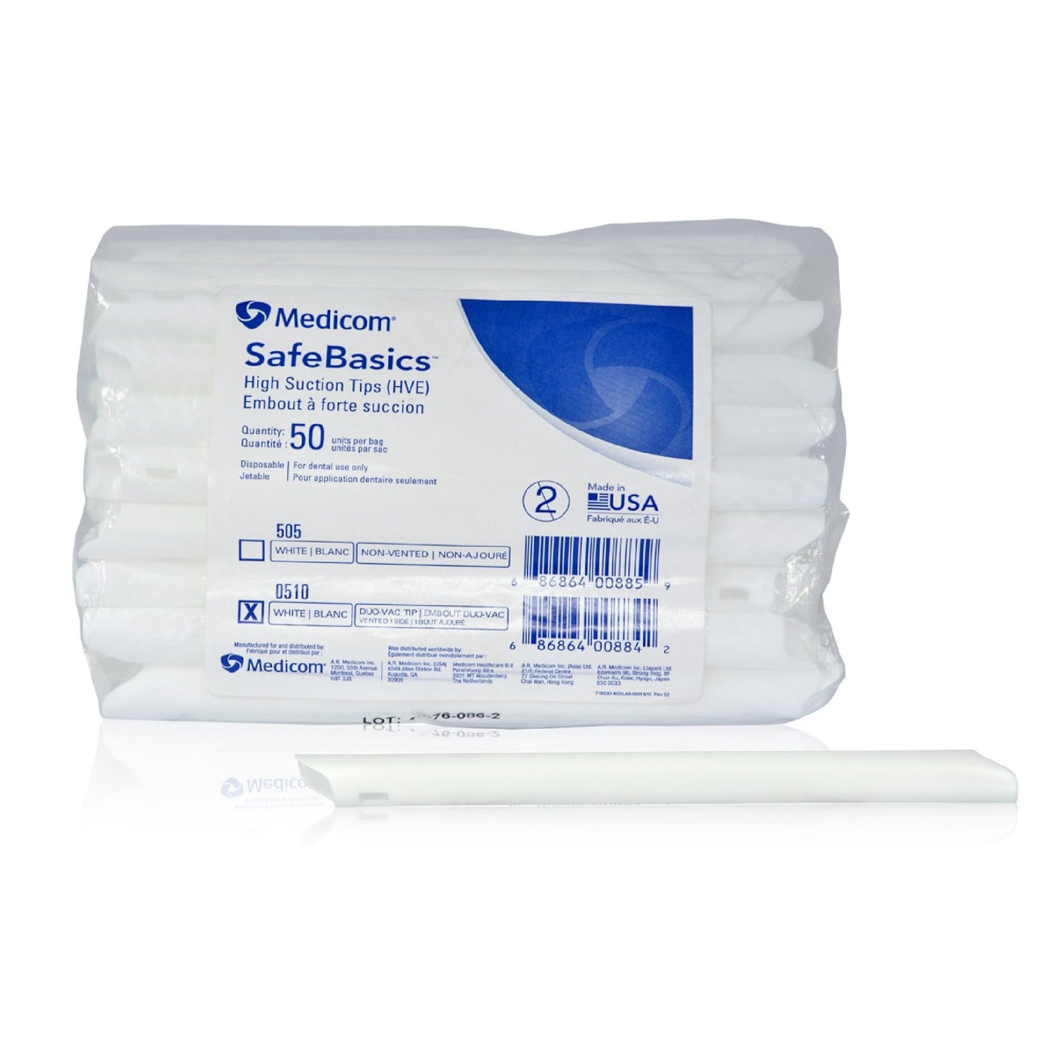 Medicom SafeBasics High Volume Suction Tip Vented 'S' 50/Pack