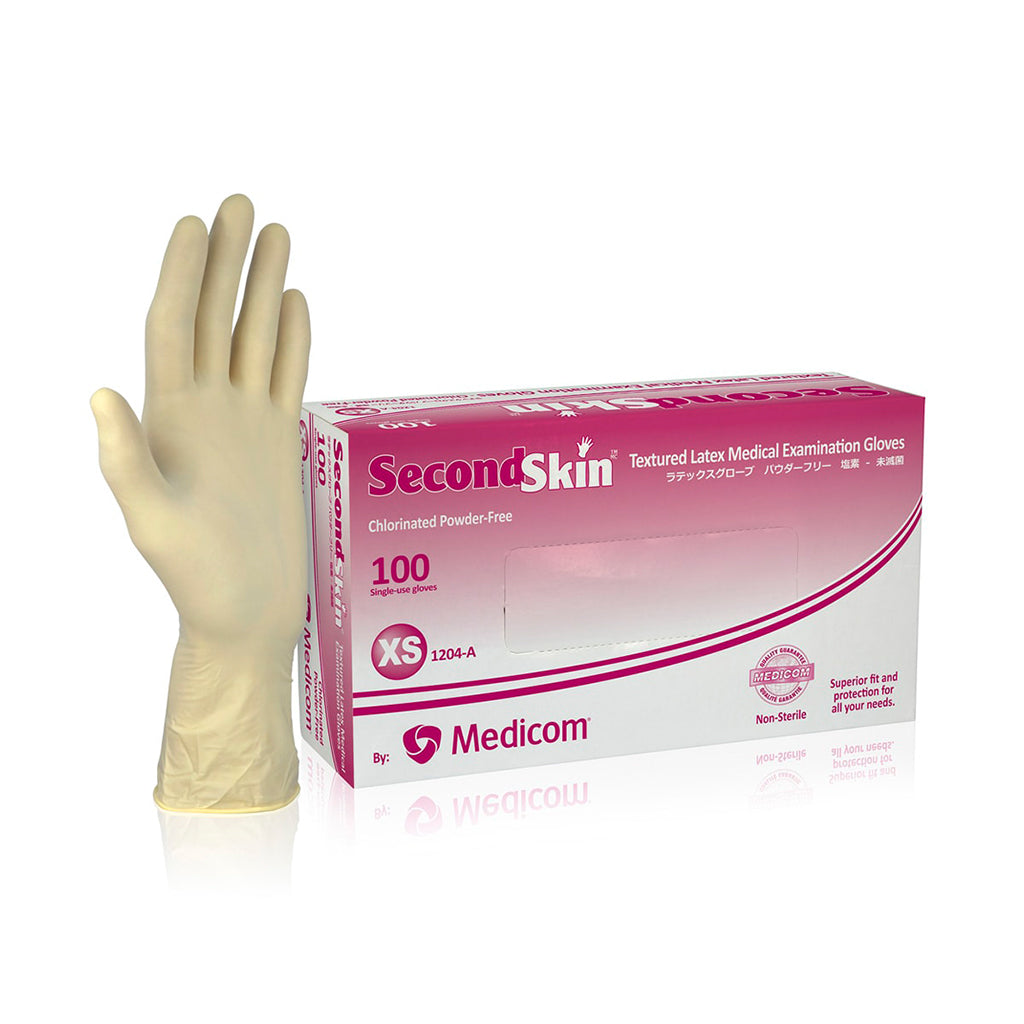 Medicom Second Skin Latex Gloves Powderfree 100's/Box