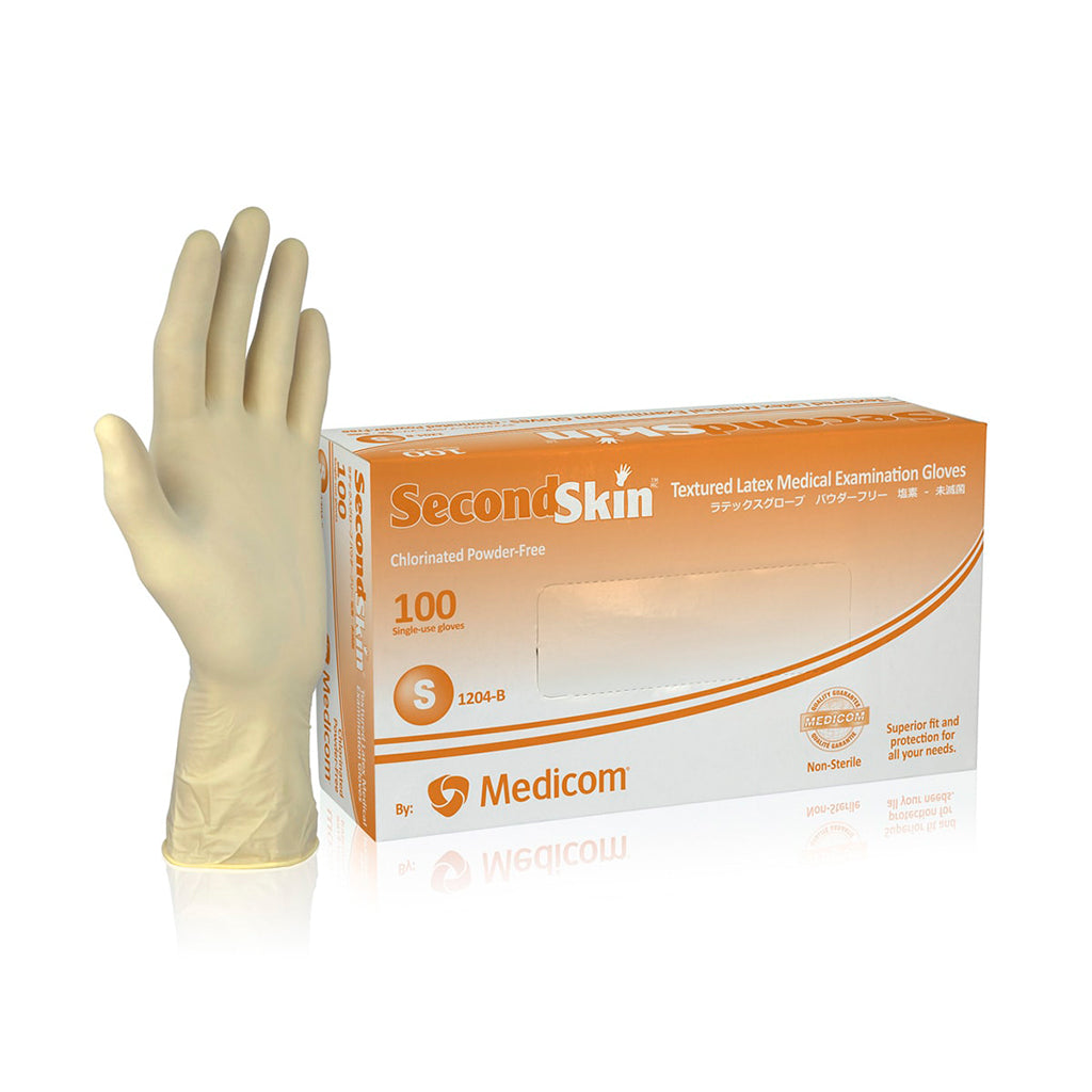 Medicom Second Skin Latex Gloves Powderfree 100's/Box