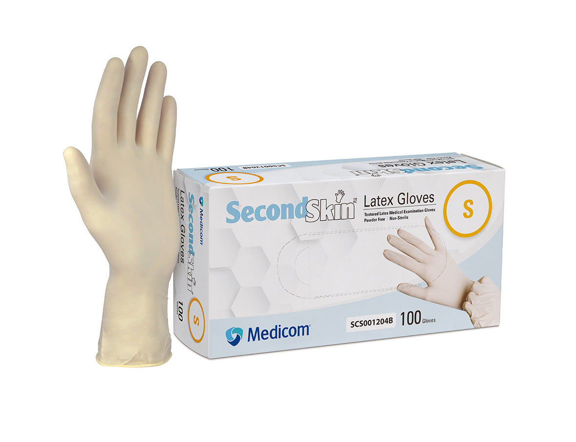 Medicom Second Skin Latex Gloves Powderfree S 100/Box
