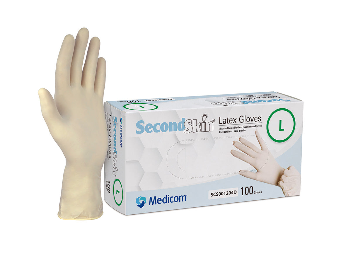 Medicom Second Skin Latex Gloves Powderfree L 100/Box