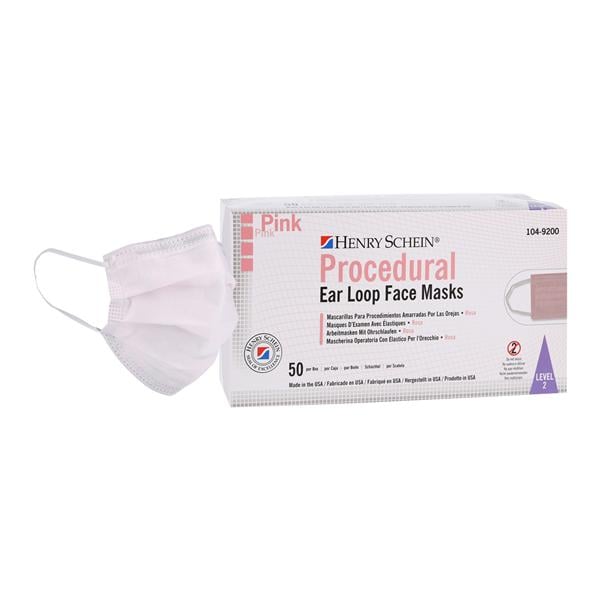 HS Earloop Mask Procedural Pink 50/Bx