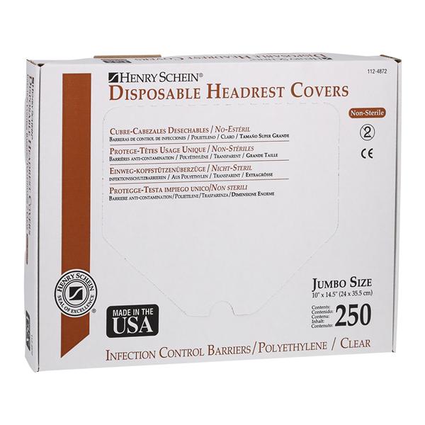 HSI Headrest Cover Plastic 14.5 in x 10 in Clear 250/Bx