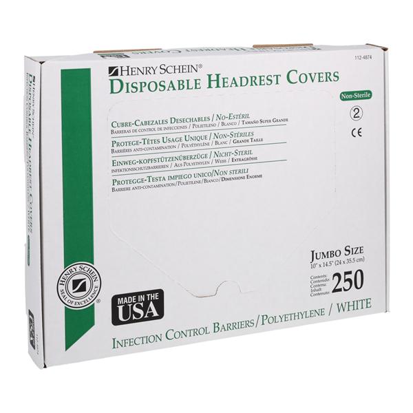 HSI Headrest Cover Plastic 14.5 in x 10 in White 250/Bx