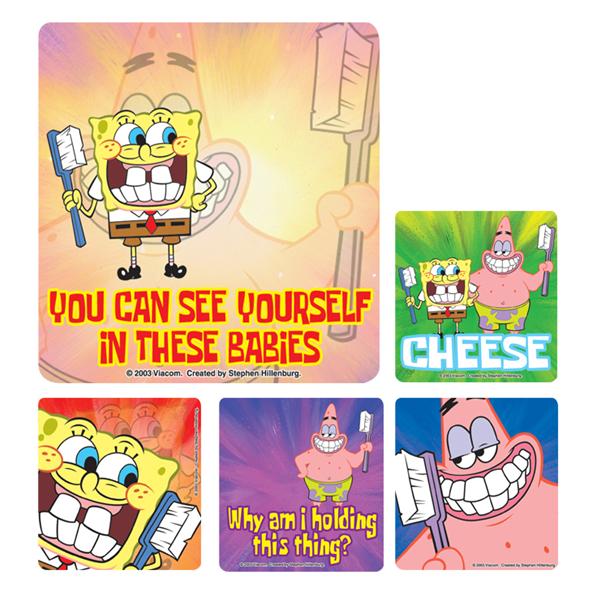 Sticker Dental SpongeBob Asst 2.5x2.5 100/Rl