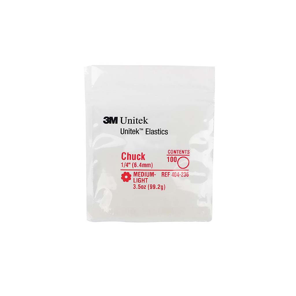 3M Unitek Latex Intraoral ElasticsChuck, 1/4", 3.5oz MediumLight, 30