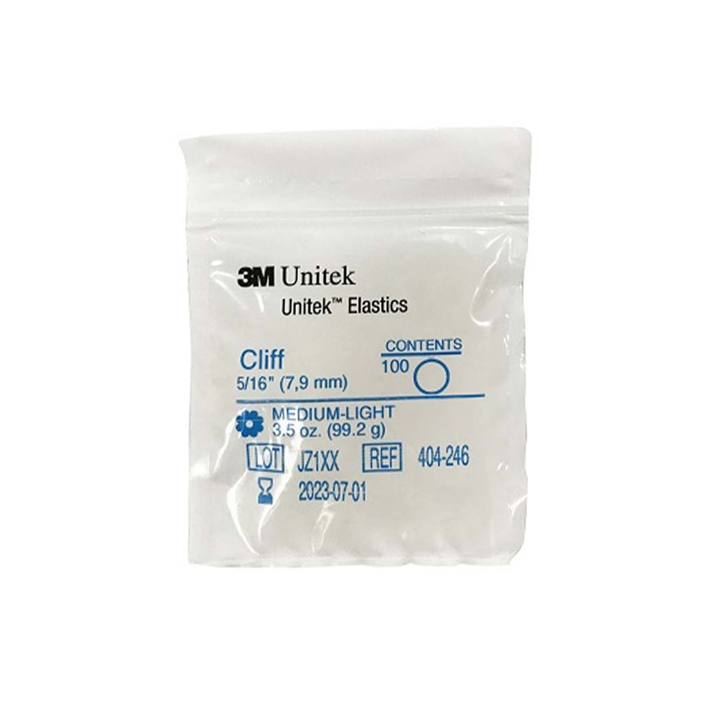 3M Unitek Latex Intraoral Elastics-Cliff, 5/16&quot;, 3.5oz Medium-Light, 30x100Pcs/Pack