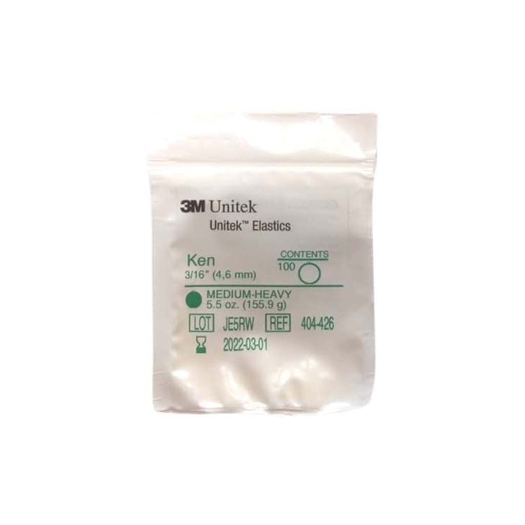 3M Unitek Latex Intraoral Elastics-Ken, 3/16&quot;, 5.5oz Medium-Heavy, 30x100Pcs/Pack