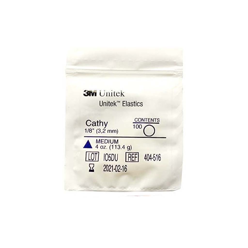 3M Unitek Latex Intraoral Elastics-Cathy, 1/8&quot;, 4oz Medium, 30x100Pcs/Pack