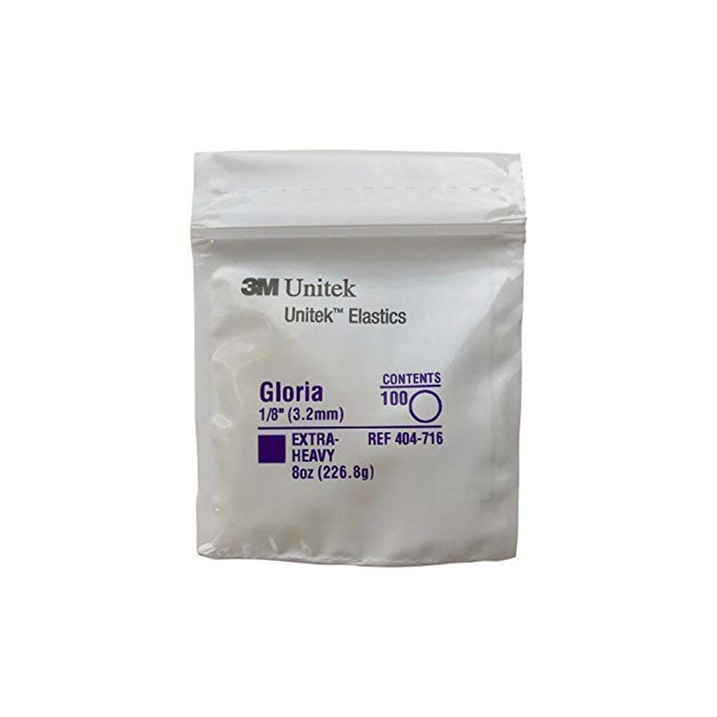 3M Unitek Latex Intraoral Elastics-Gloria, 1/8&quot;, 8oz Extra-Heavy, 30x100Pcs/Pack