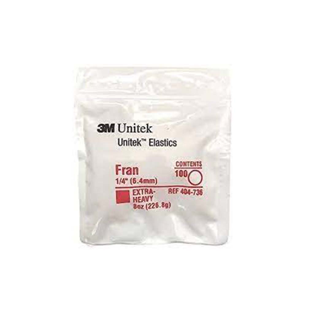 3M Unitek Latex Intraoral Elastics-Fran, 1/4&quot;, 8oz Extra-Heavy, 30x100Pcs/Pack