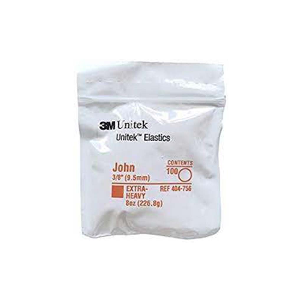 3M Unitek Latex Intraoral Elastics-John, 3/8&quot;, 8oz Extra-Heavy, 30x100Pcs/Pack