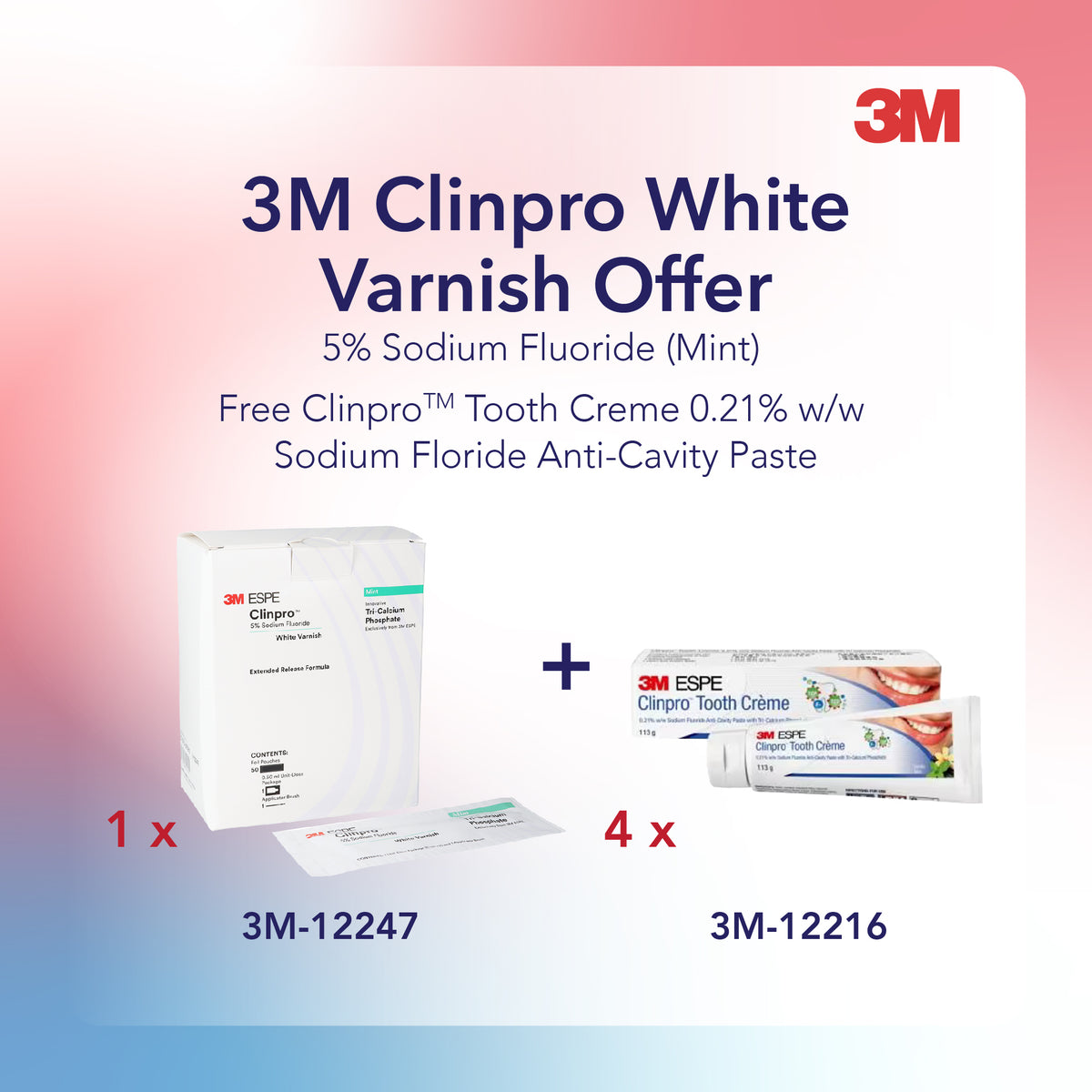 [3MQ4] 3M Clinpro White Varnish 5% Sodium Fluoride Varnish Mint 50/Box