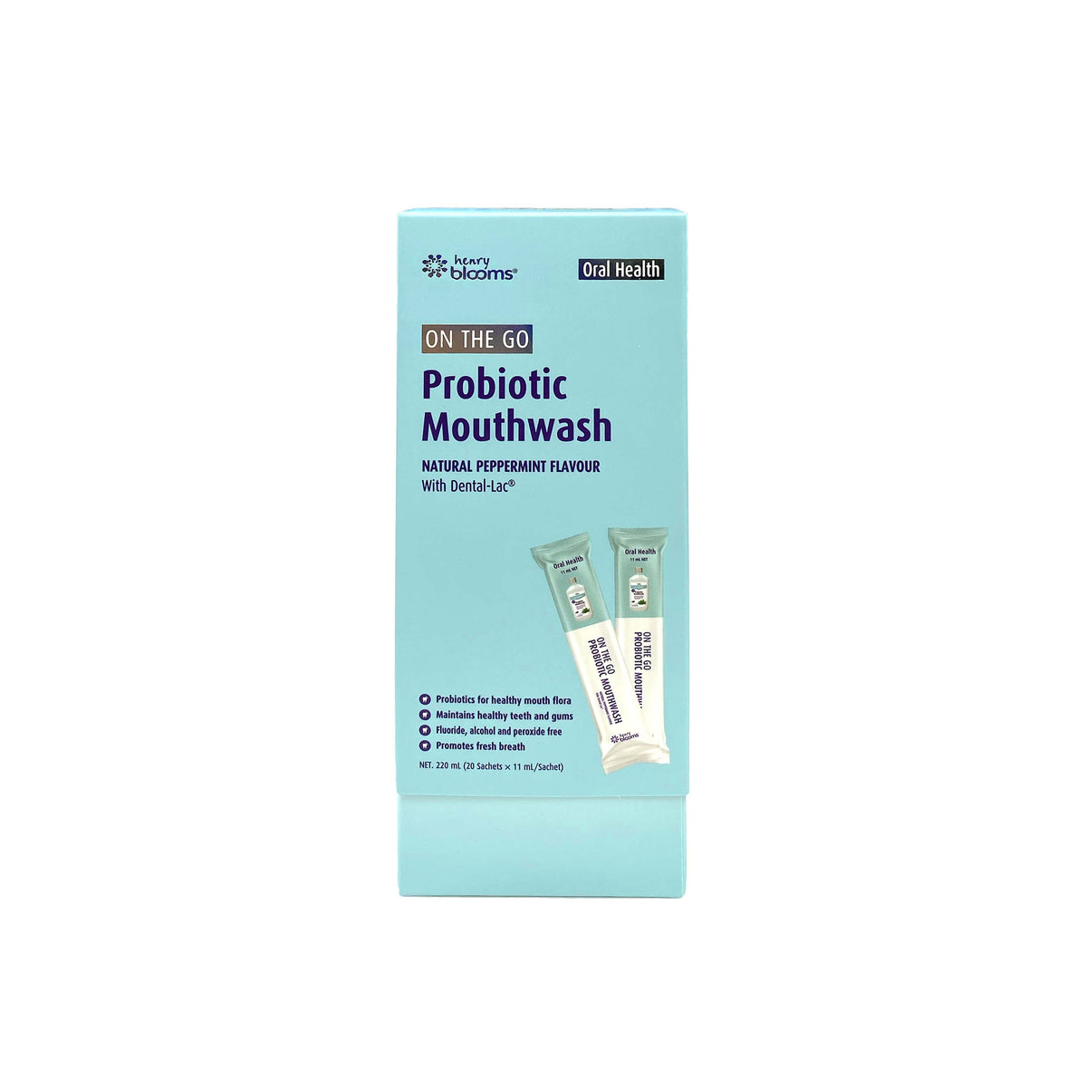 Henry Blooms On the Go Probiotic Mouthwash 20 sachets 11ml