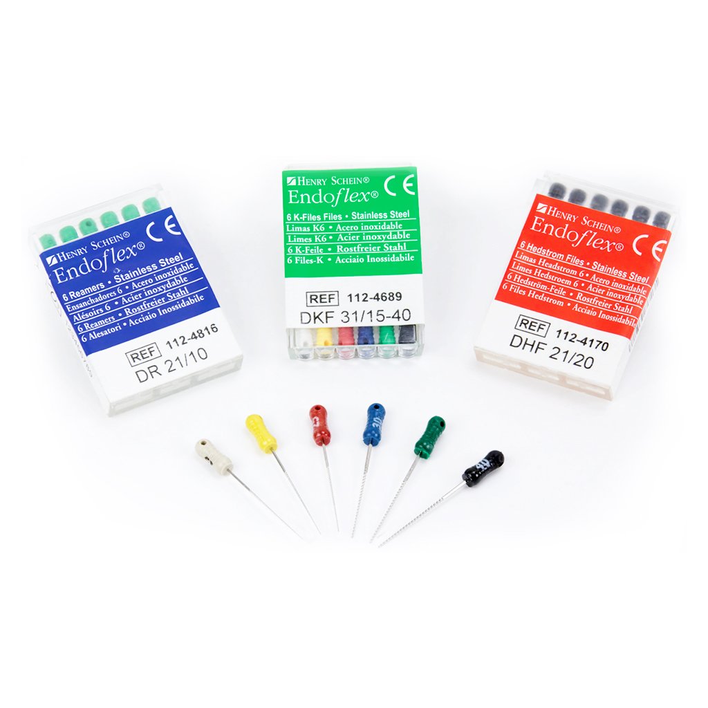 HS Endoflex K-File Size 15-40 21mm Stainless Steel Assorted 6/Box