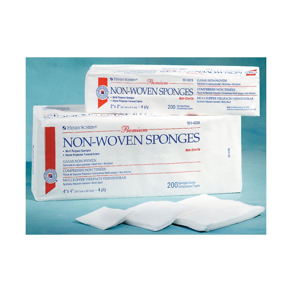 HS Sponge Non-Woven Premium Gauze 4x4&quot; 4 Ply Non-Sterile 200/Pack