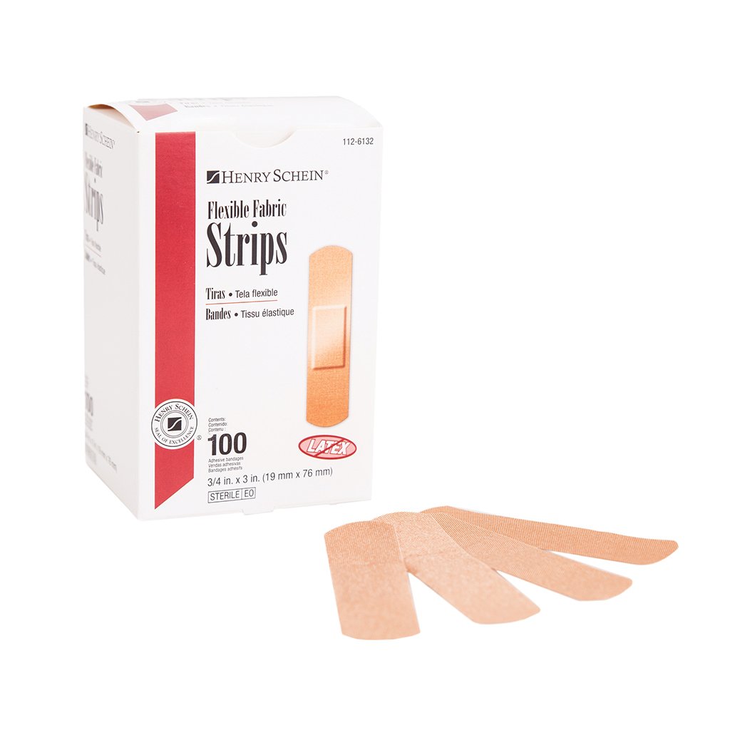 HS Bandage Strips Fabric 3/4x3&quot; Flexible Flesh 100/Box